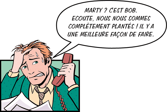 Man telephoning his co-worker in a panic