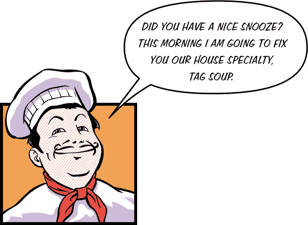 Chef preparing tag soup