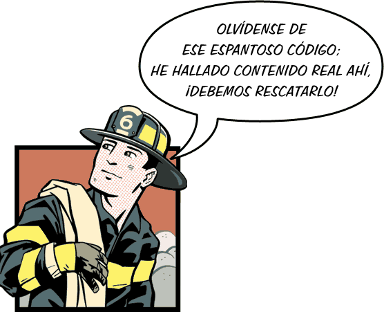 Fireman rescuing content