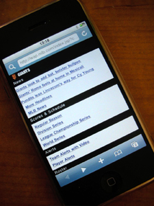 mobileweb SF Giants mobile website