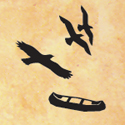 map-outbound canoe and birds
