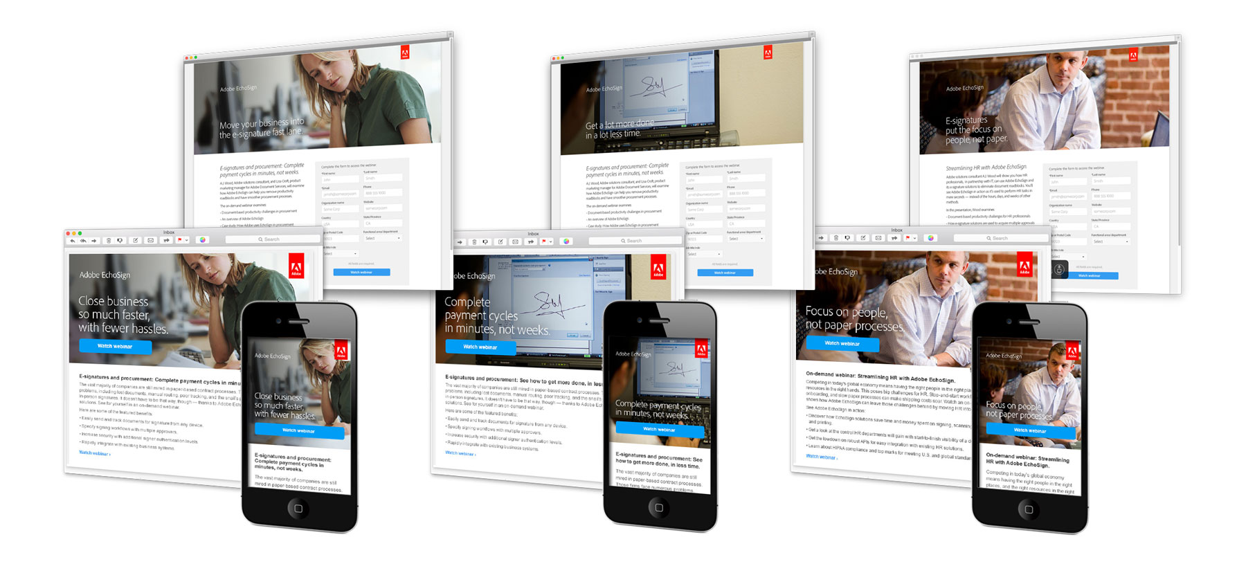 Responsive emails and landing pages