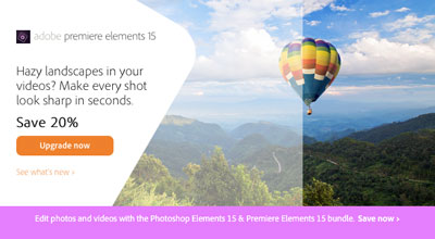 Premiere Elements In-Product Welcome Screen